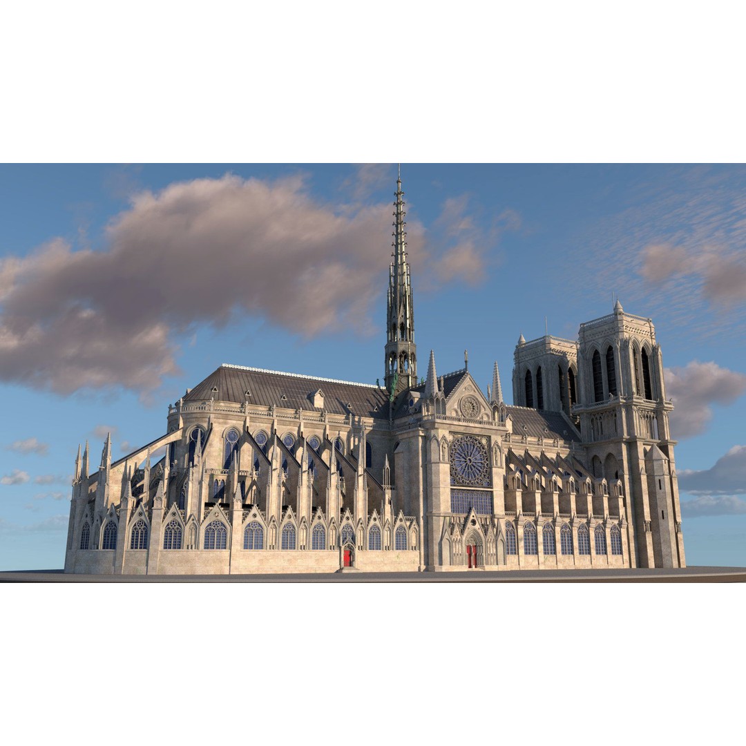 Cathedral Notre Dame de Paris 3D Model – PBR Exterior Asset, FBX - View 12