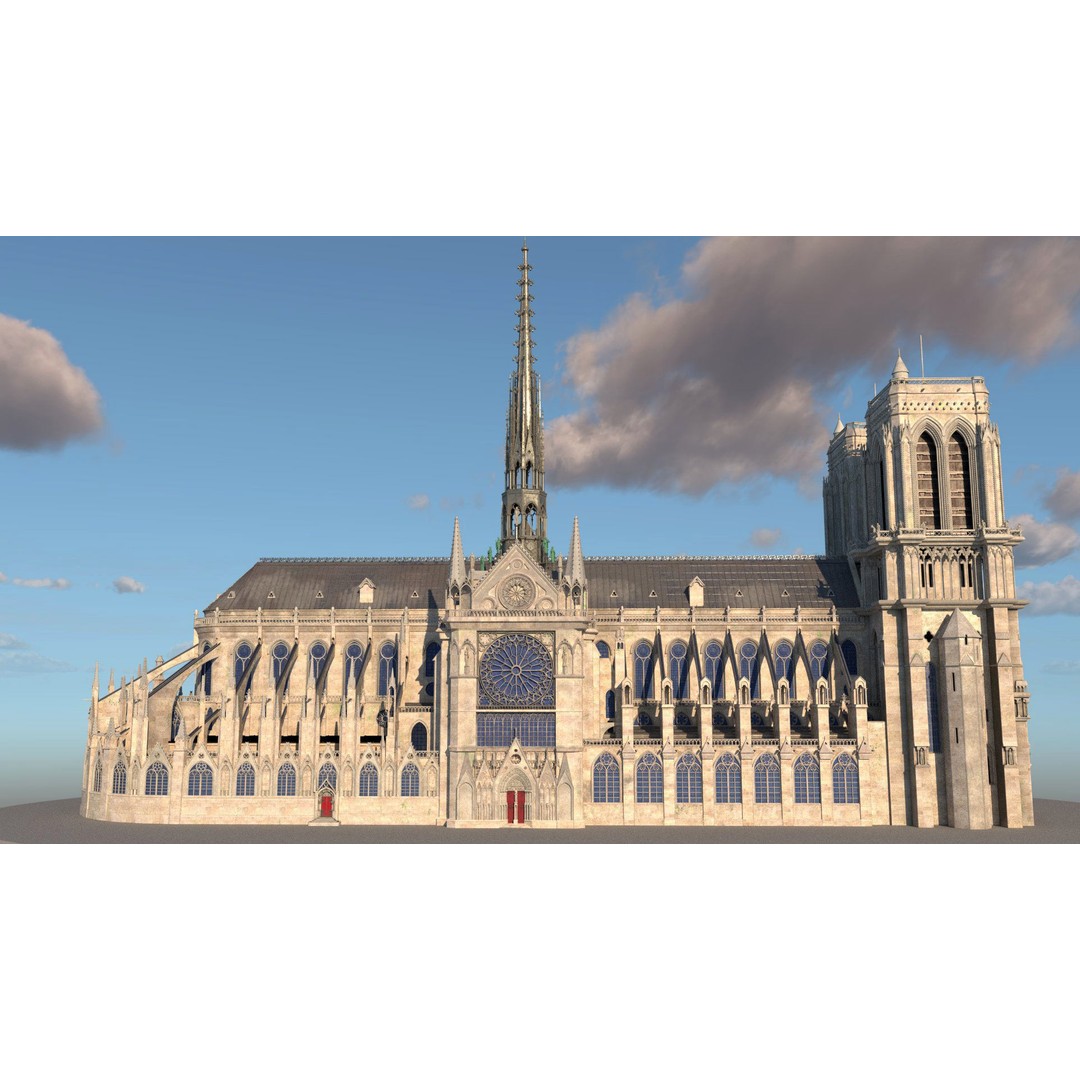 Cathedral Notre Dame de Paris 3D Model – PBR Exterior Asset, FBX - View 13