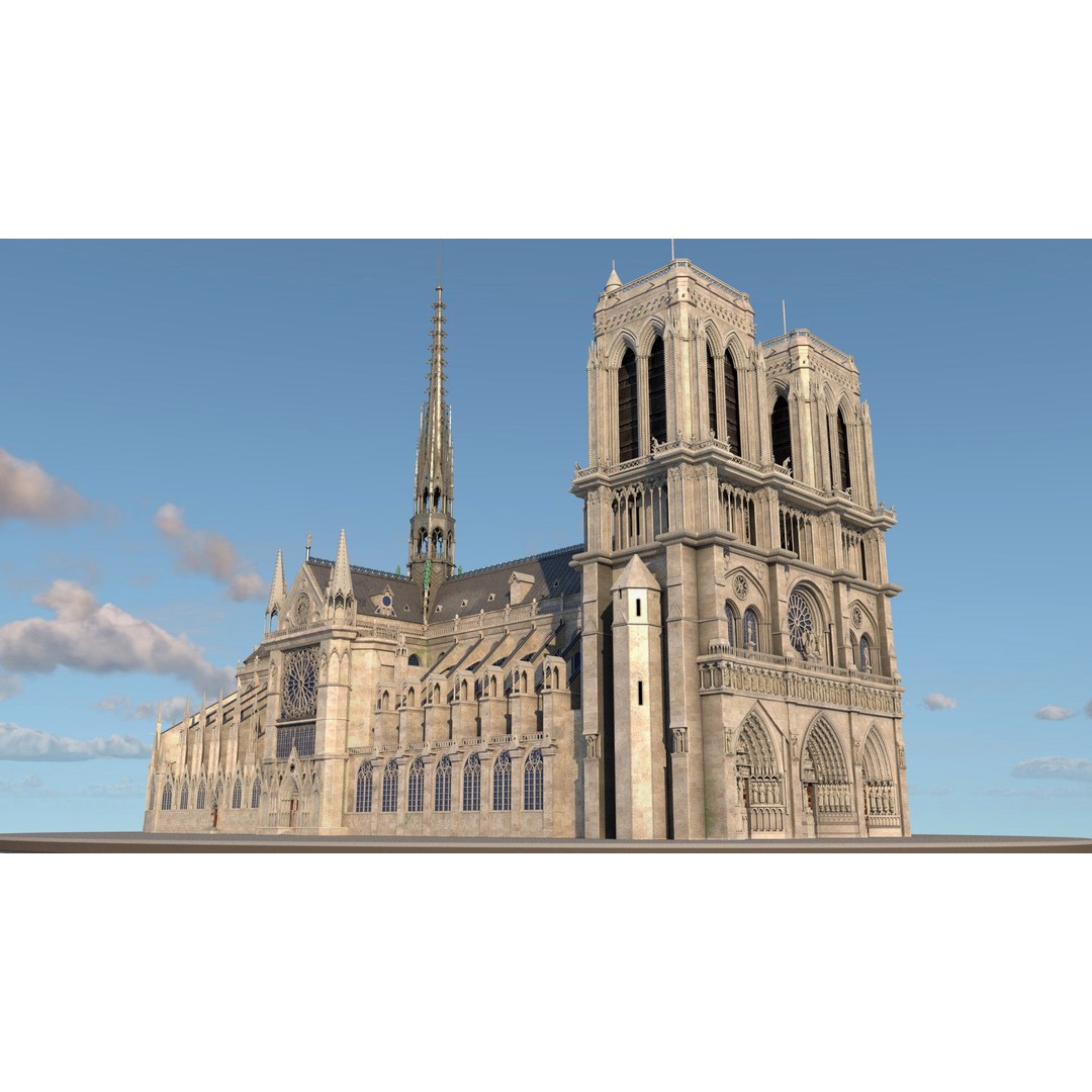 Cathedral Notre Dame de Paris 3D Model – PBR Exterior Asset, FBX - View 14