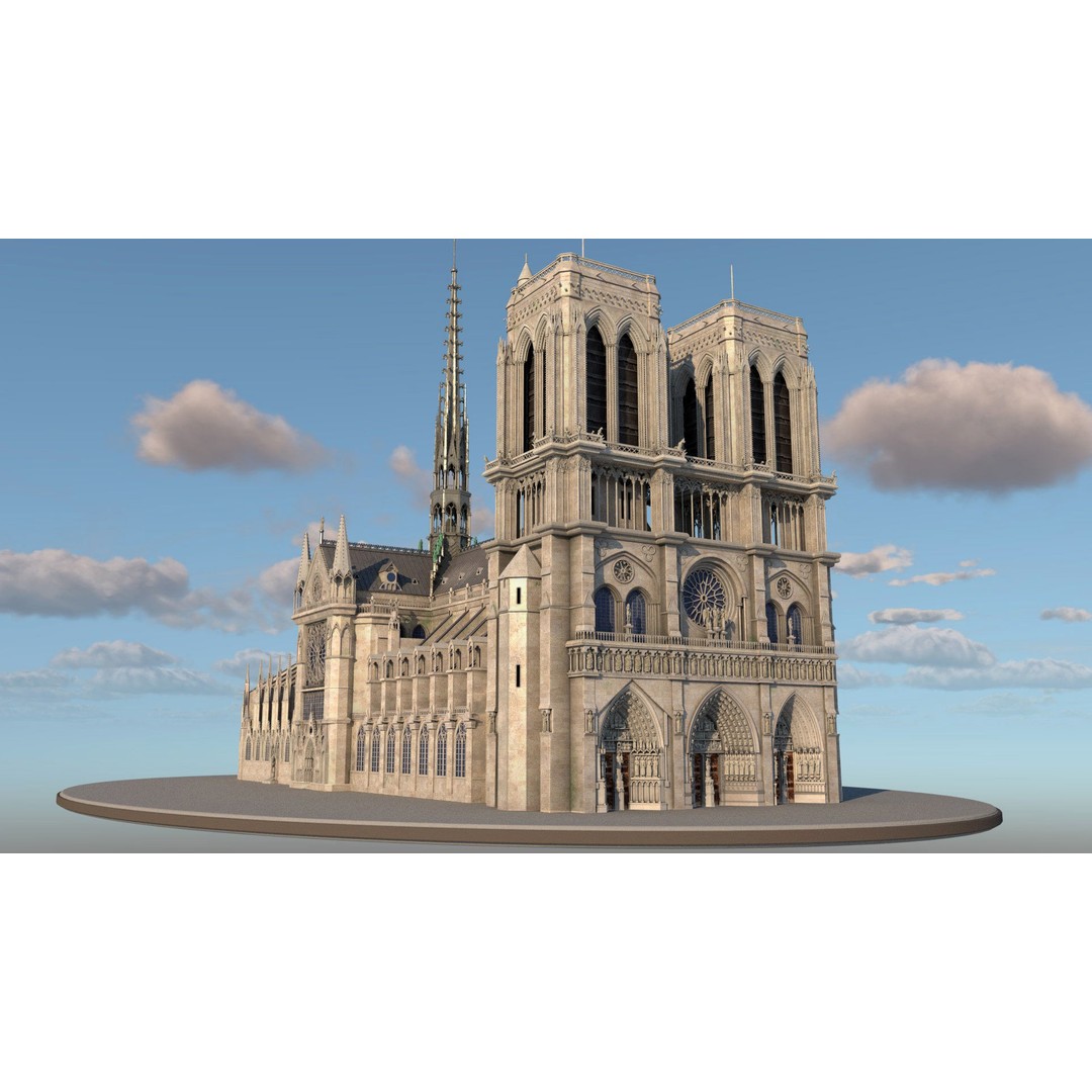 Cathedral Notre Dame de Paris 3D Model – PBR Exterior Asset, FBX - View 15