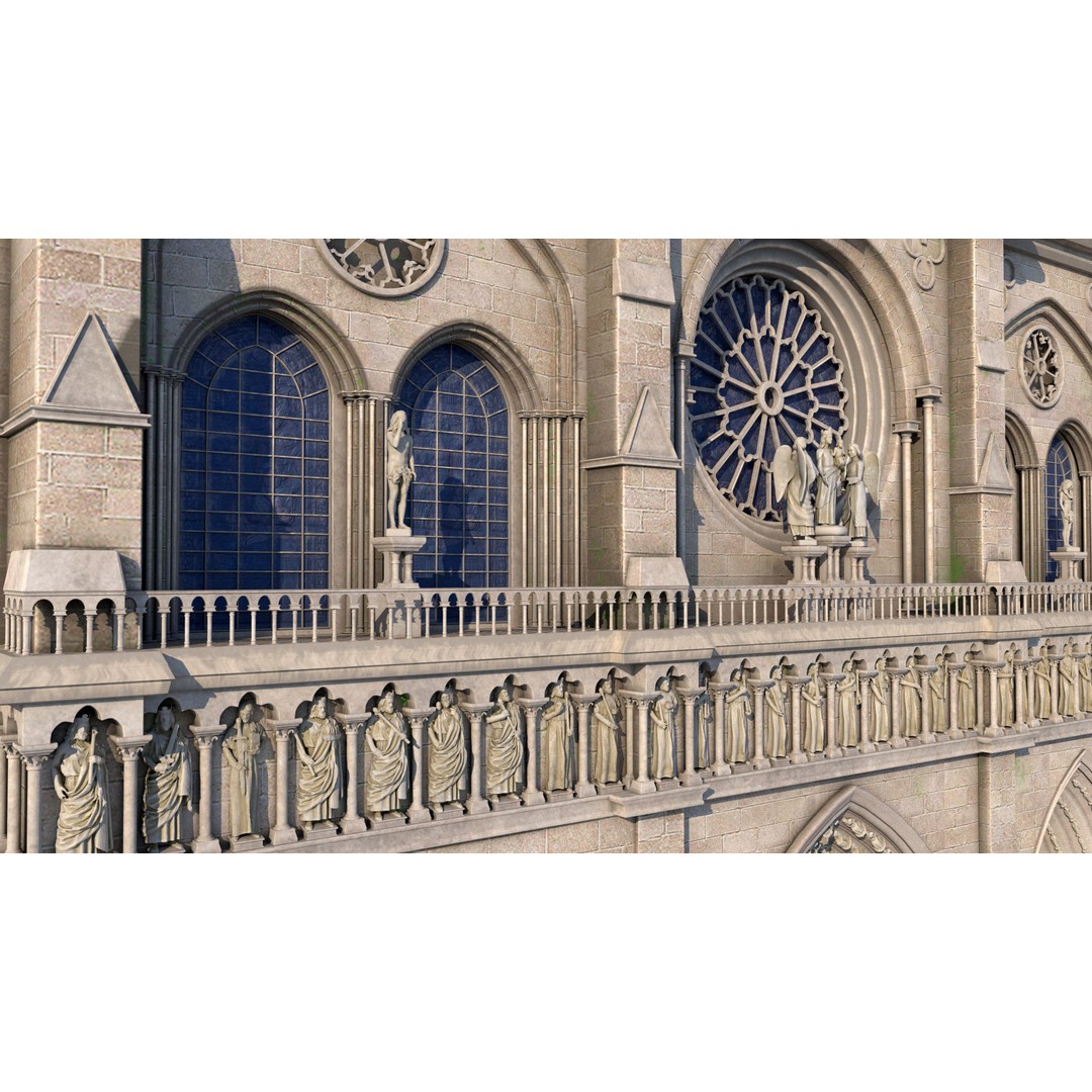 Cathedral Notre Dame de Paris 3D Model – PBR Exterior Asset, FBX - View 23