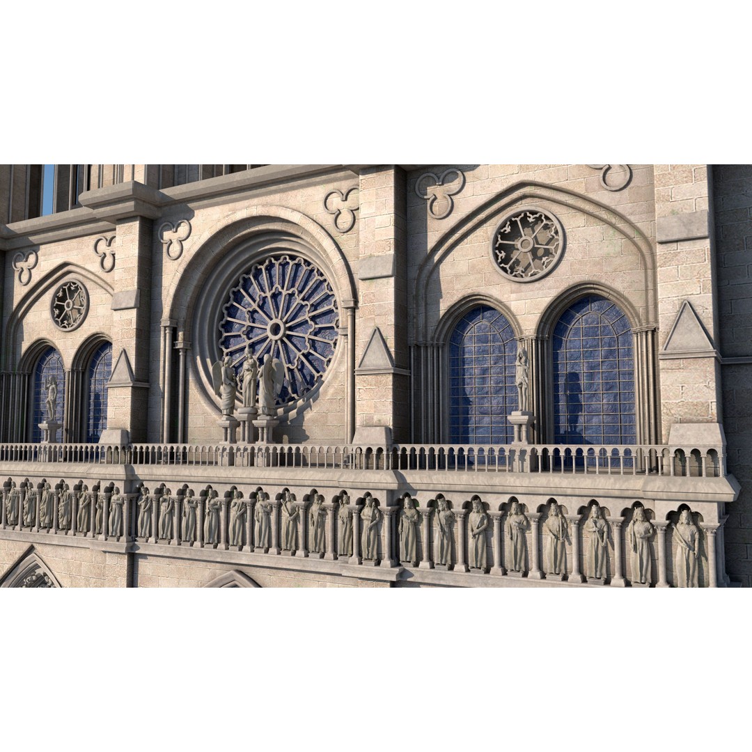 Cathedral Notre Dame de Paris 3D Model – PBR Exterior Asset, FBX - View 24