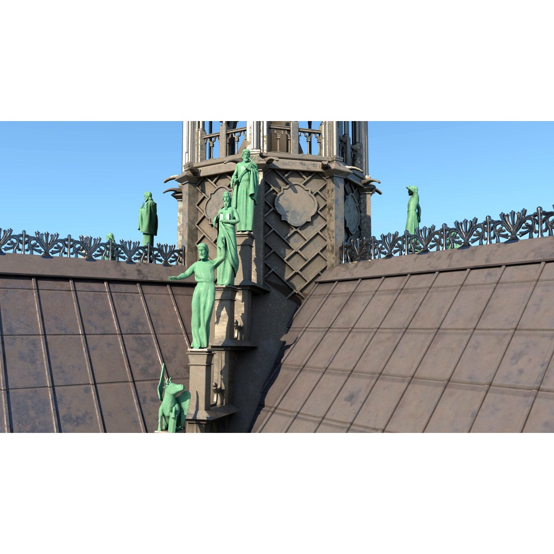 Cathedral Notre Dame de Paris 3D Model – PBR Exterior Asset, FBX - View 32