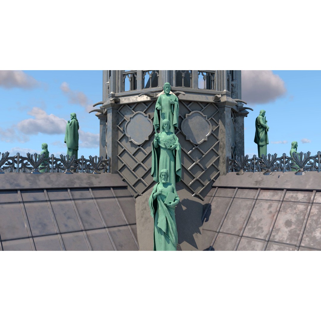 Cathedral Notre Dame de Paris 3D Model – PBR Exterior Asset, FBX - View 35
