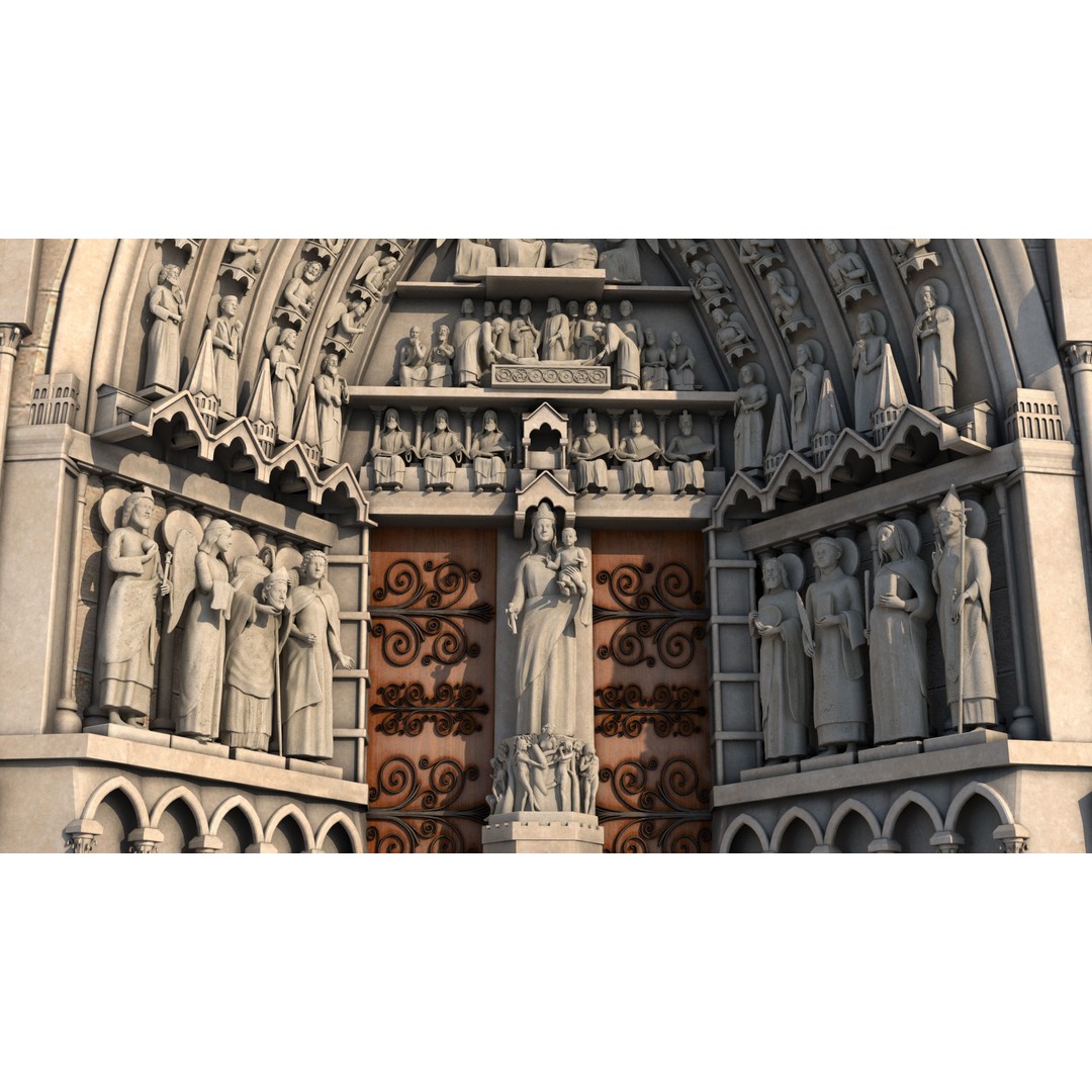 Cathedral Notre Dame de Paris 3D Model – PBR Exterior Asset, FBX - View 4