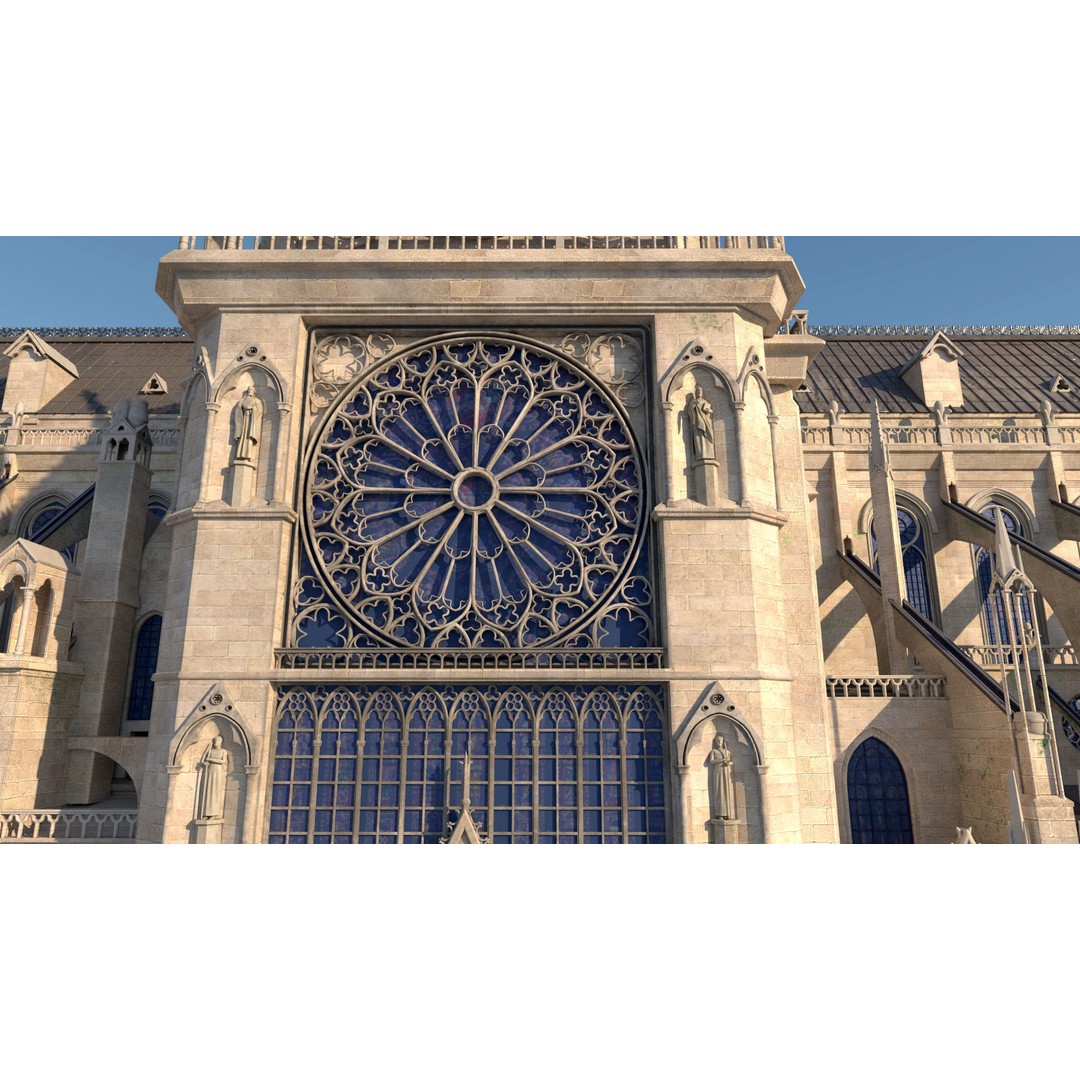 Cathedral Notre Dame de Paris 3D Model – PBR Exterior Asset, FBX - View 41