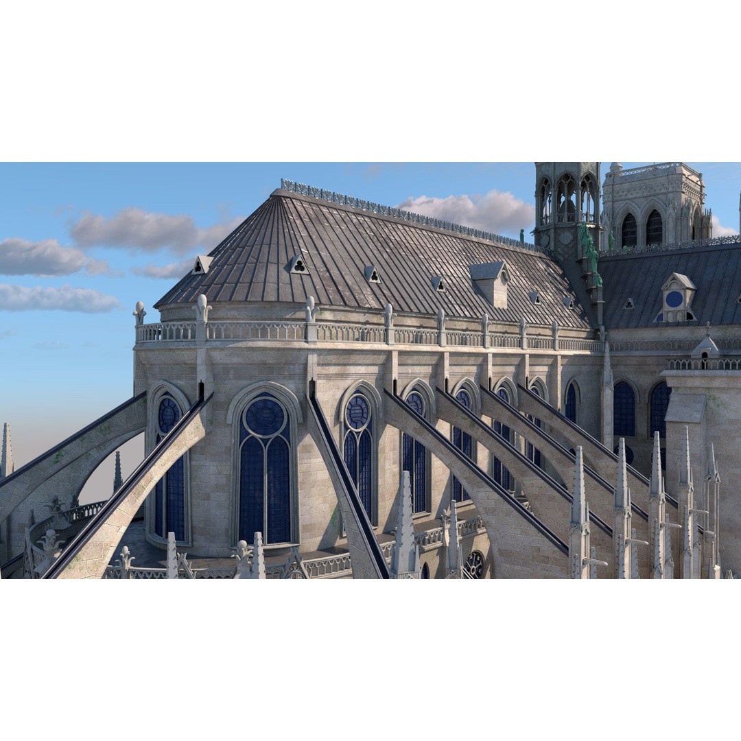 Cathedral Notre Dame de Paris 3D Model – PBR Exterior Asset, FBX - View 47