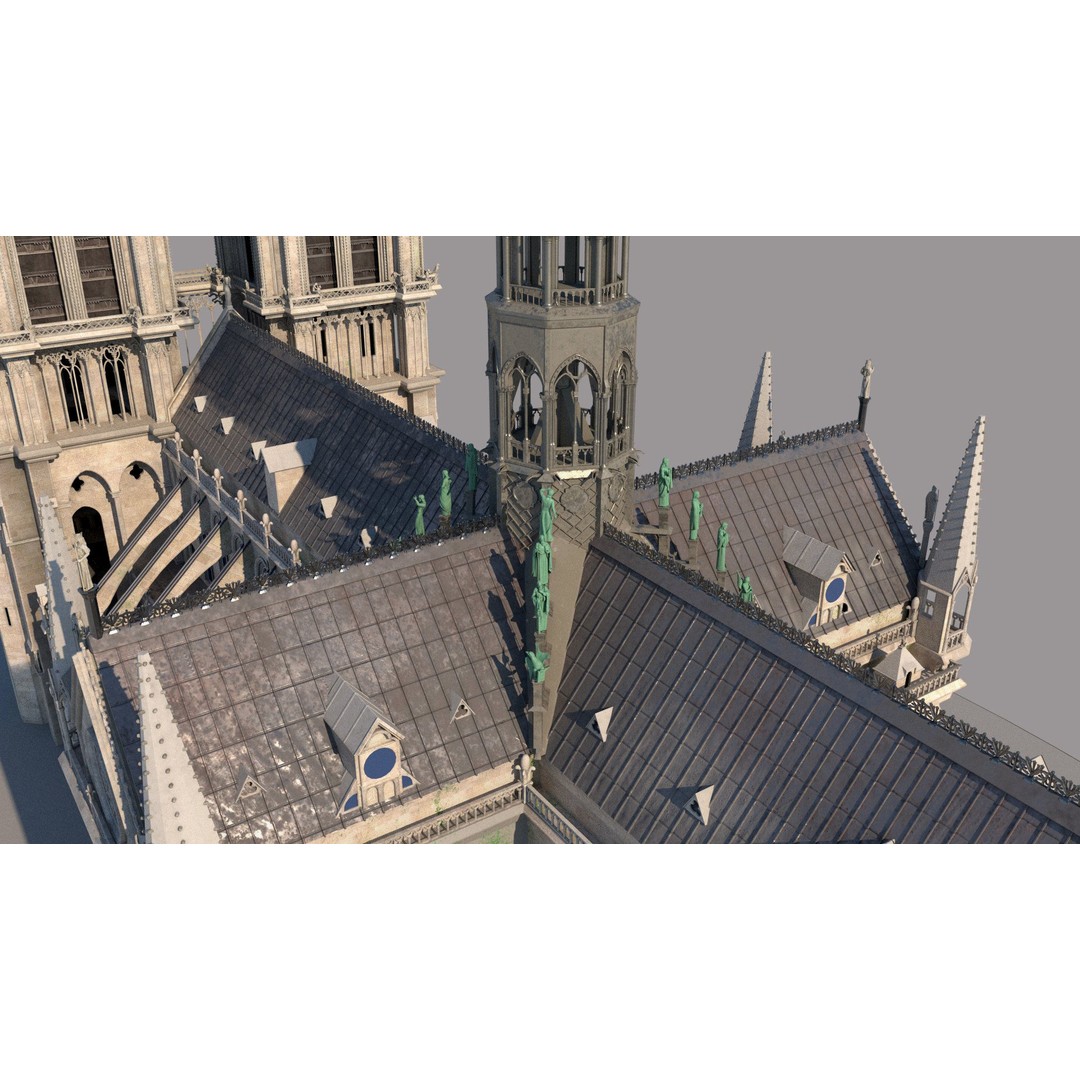 Cathedral Notre Dame de Paris 3D Model – PBR Exterior Asset, FBX - View 48