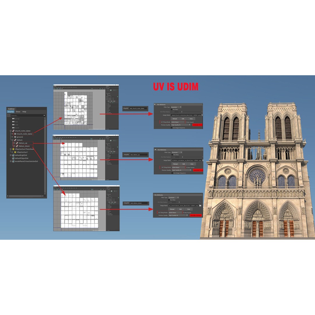 Cathedral Notre Dame de Paris 3D Model – PBR Exterior Asset, FBX - View 5