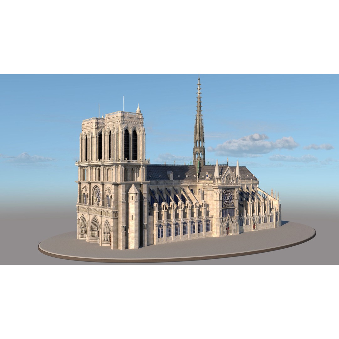 Cathedral Notre Dame de Paris 3D Model – PBR Exterior Asset, FBX - View 6
