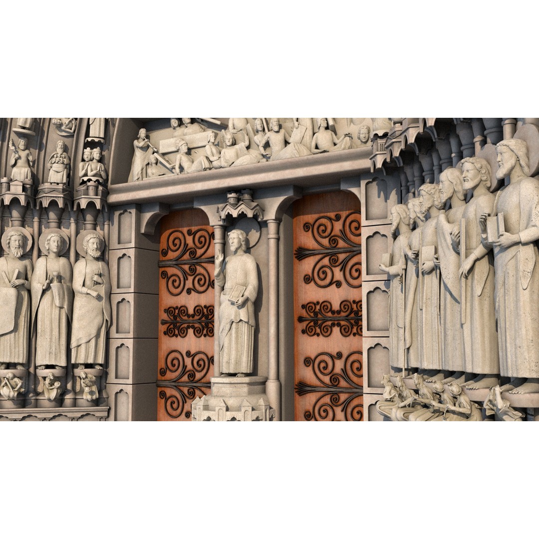 Cathedral Notre Dame de Paris 3D Model – PBR Exterior Asset, FBX - View 66