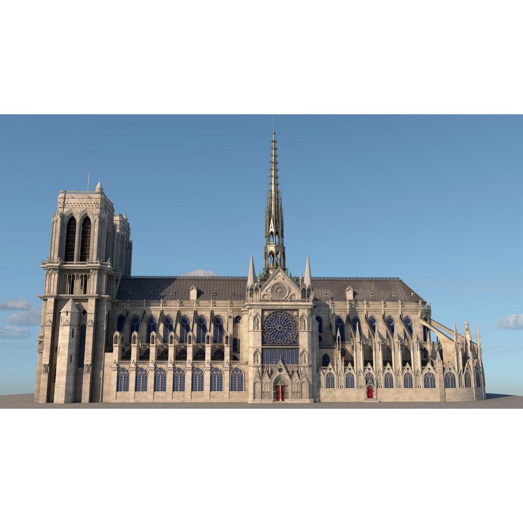 Cathedral Notre Dame de Paris 3D Model – PBR Exterior Asset, FBX - View 7