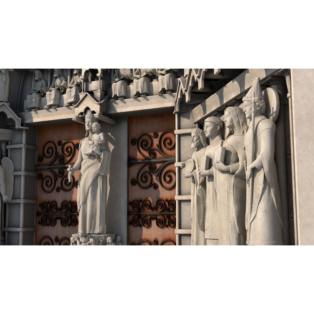 Cathedral Notre Dame de Paris 3D Model – PBR Exterior Asset, FBX - View 73