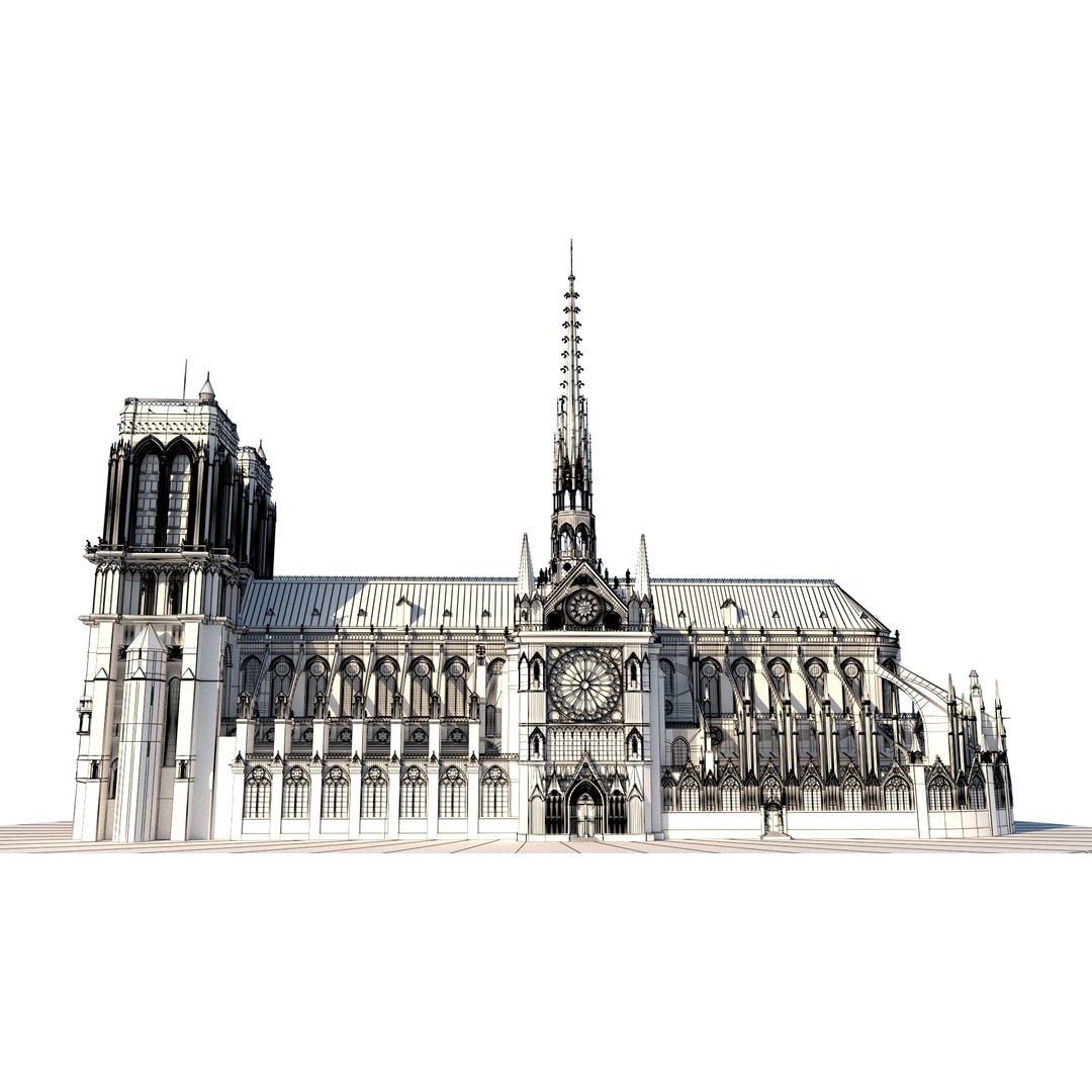 Cathedral Notre Dame de Paris 3D Model – PBR Exterior Asset, FBX - View 79