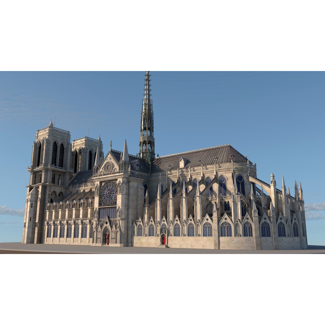 Cathedral Notre Dame de Paris 3D Model – PBR Exterior Asset, FBX - View 8
