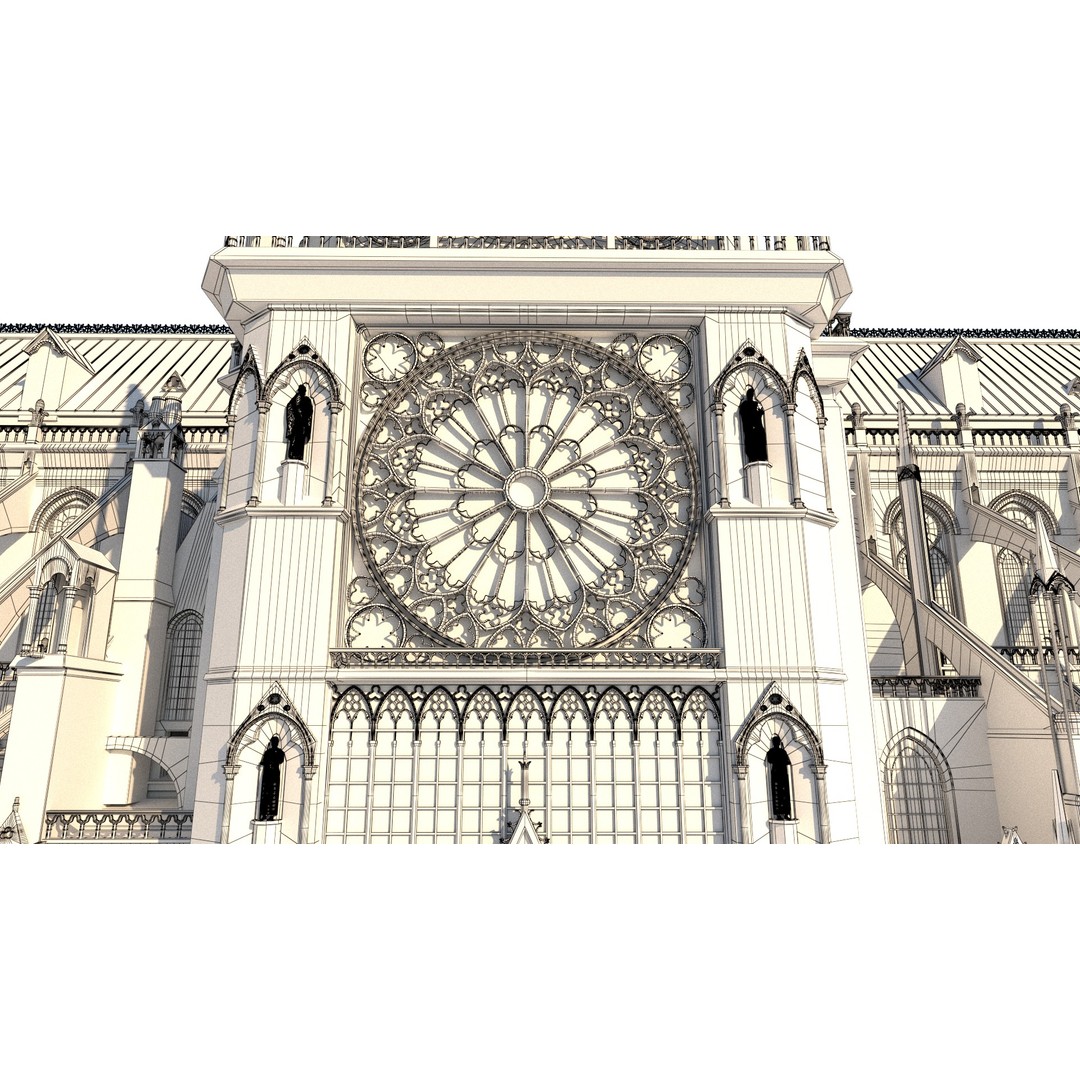 Cathedral Notre Dame de Paris 3D Model – PBR Exterior Asset, FBX - View 81