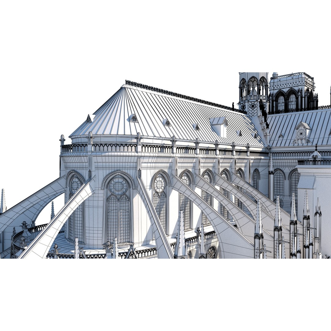 Cathedral Notre Dame de Paris 3D Model – PBR Exterior Asset, FBX - View 83