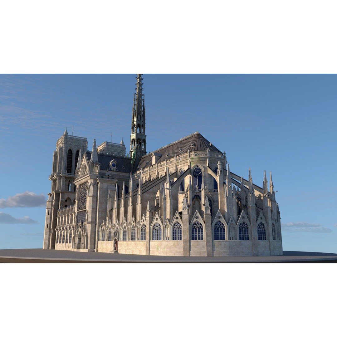 Cathedral Notre Dame de Paris 3D Model – PBR Exterior Asset, FBX - View 9