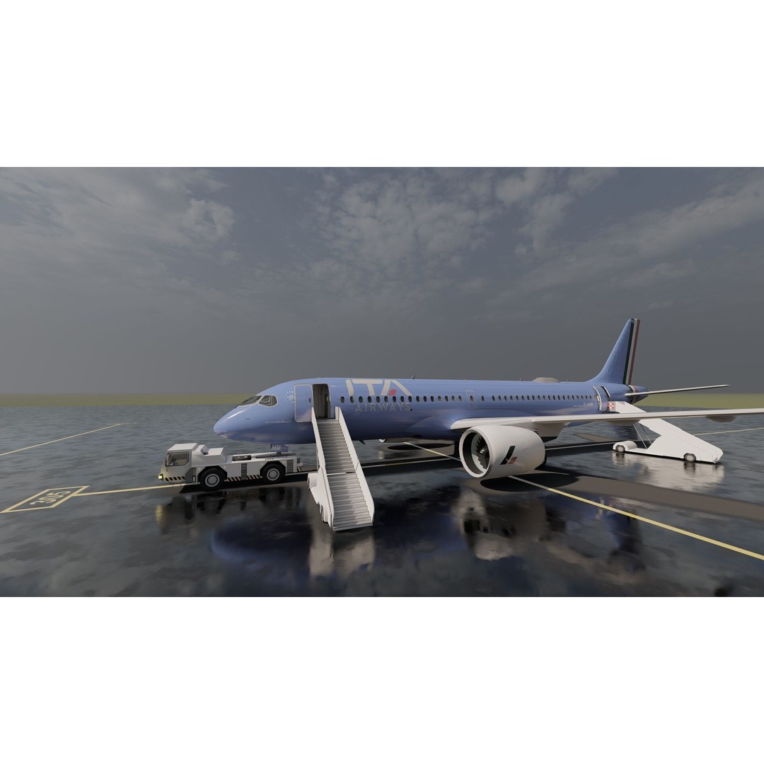 Airbus A220-300 3D Model – Detailed Commercial Aircraft, FBX & OBJ - View 10