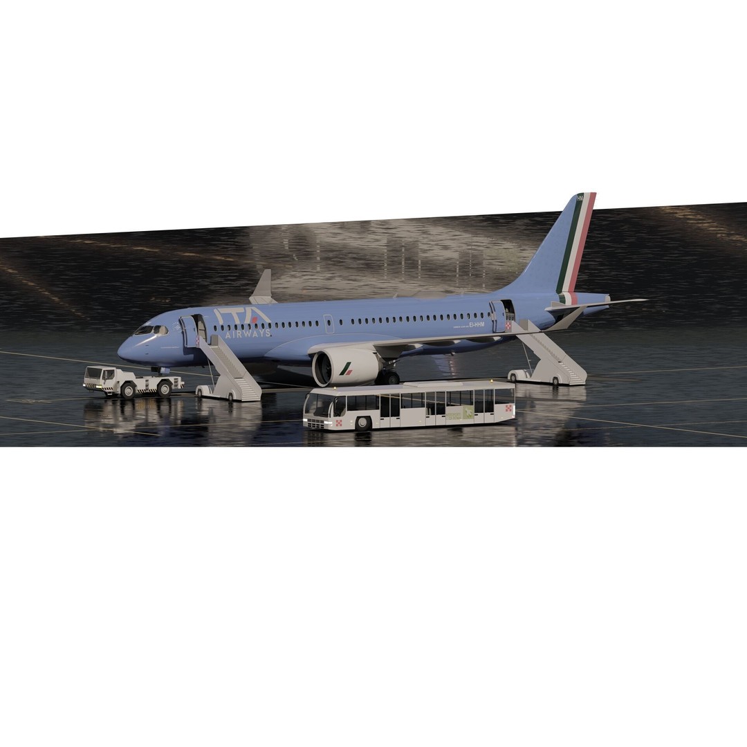 Airbus A220-300 3D Model – Detailed Commercial Aircraft, FBX & OBJ - View 3