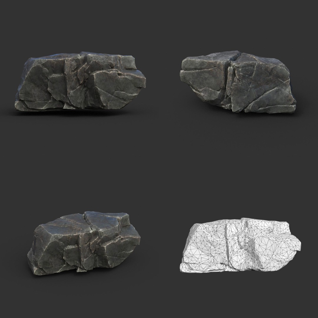 Modular Rock 3D Model – Low Poly PBR Asset for Games, FBX, OBJ