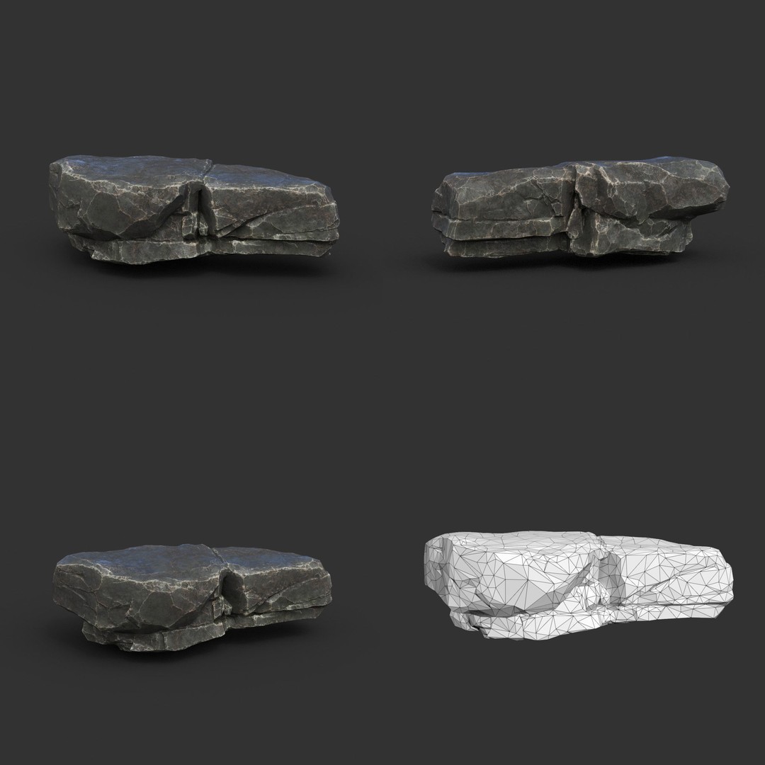 Modular Rock 3D Model – Low Poly PBR Asset for Games, FBX, OBJ - View 10