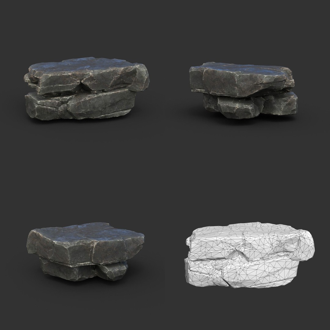 Modular Rock 3D Model – Low Poly PBR Asset for Games, FBX, OBJ - View 12