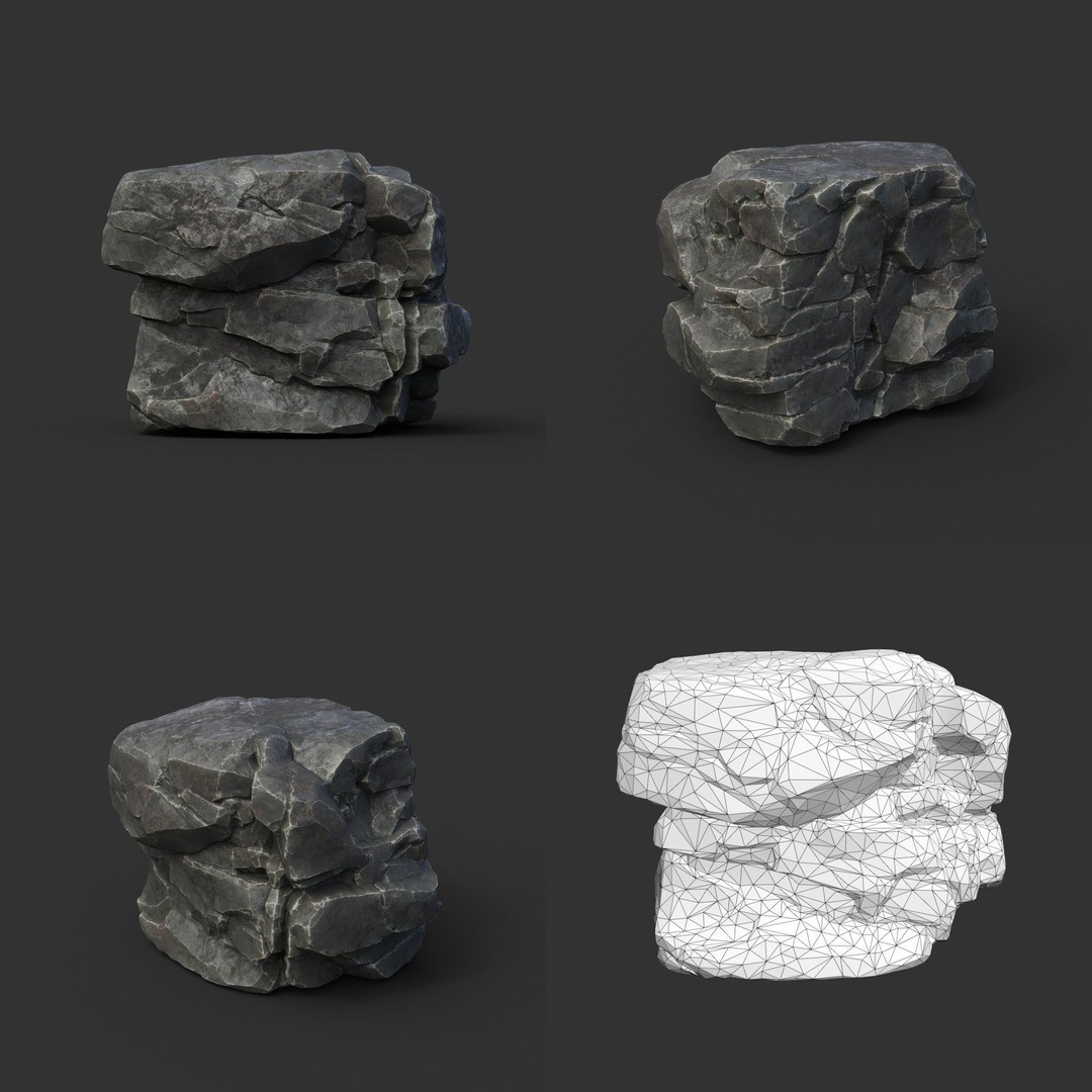 Modular Rock 3D Model – Low Poly PBR Asset for Games, FBX, OBJ - View 14