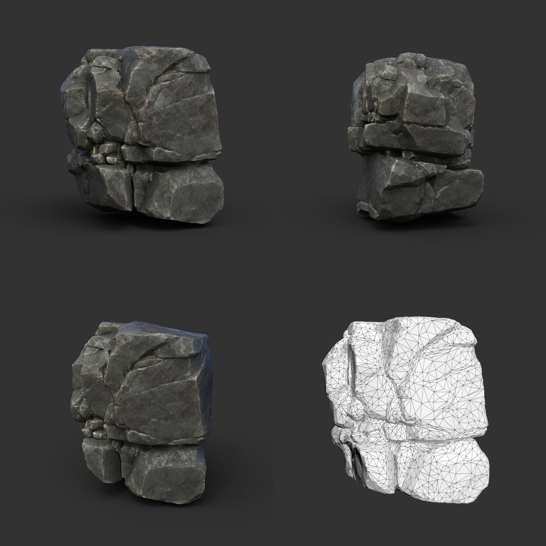 Modular Rock 3D Model – Low Poly PBR Asset for Games, FBX, OBJ - View 18