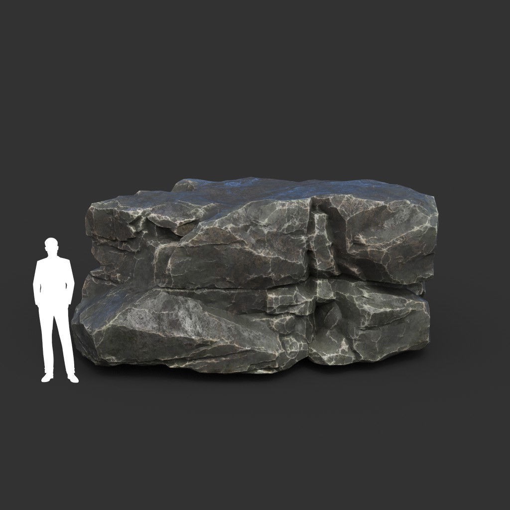 Modular Rock 3D Model – Low Poly PBR Asset for Games, FBX, OBJ - View 3