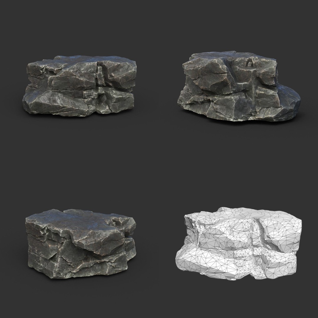 Modular Rock 3D Model – Low Poly PBR Asset for Games, FBX, OBJ - View 4