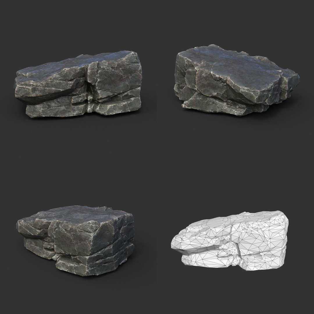 Modular Rock 3D Model – Low Poly PBR Asset for Games, FBX, OBJ - View 6