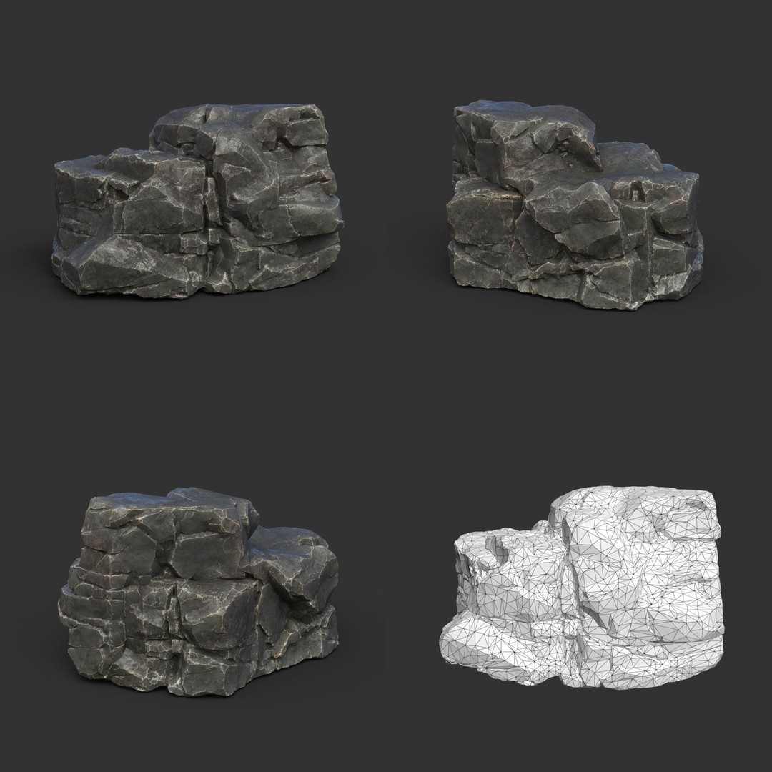 Modular Rock 3D Model – Low Poly PBR Asset for Games, FBX, OBJ - View 8
