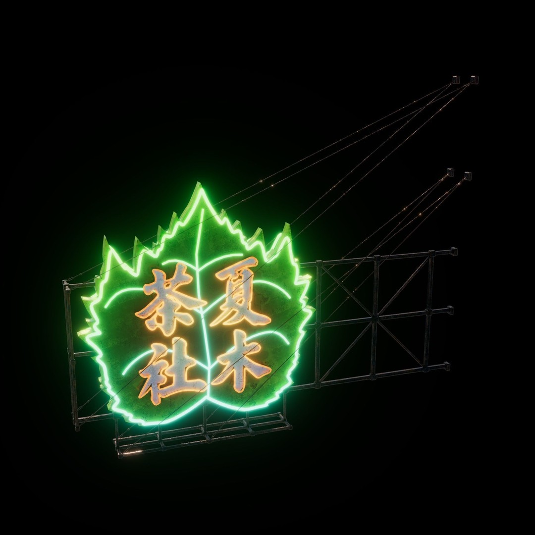 Hong Kong Neon Signboard 3D Model – PBR Textures, Blender, FBX - View 11