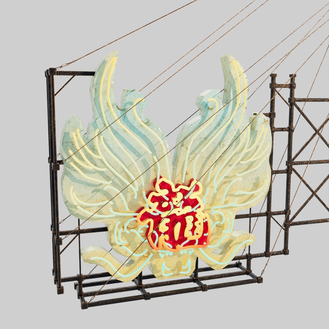 Hong Kong Neon Signboard 3D Model – PBR Textures, Blender, FBX - View 64