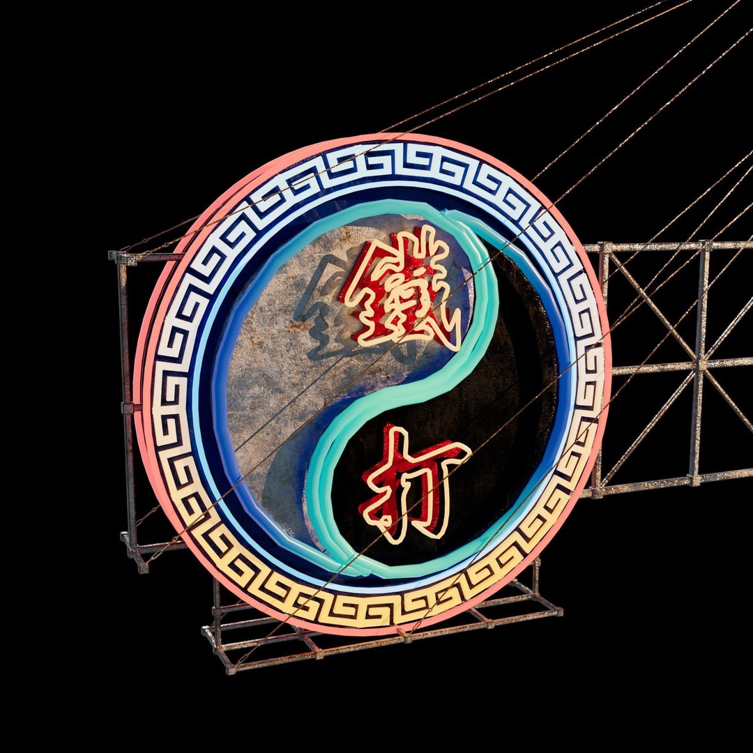 Hong Kong Neon Signboard 3D Model – PBR Textures, Blender, FBX - View 87