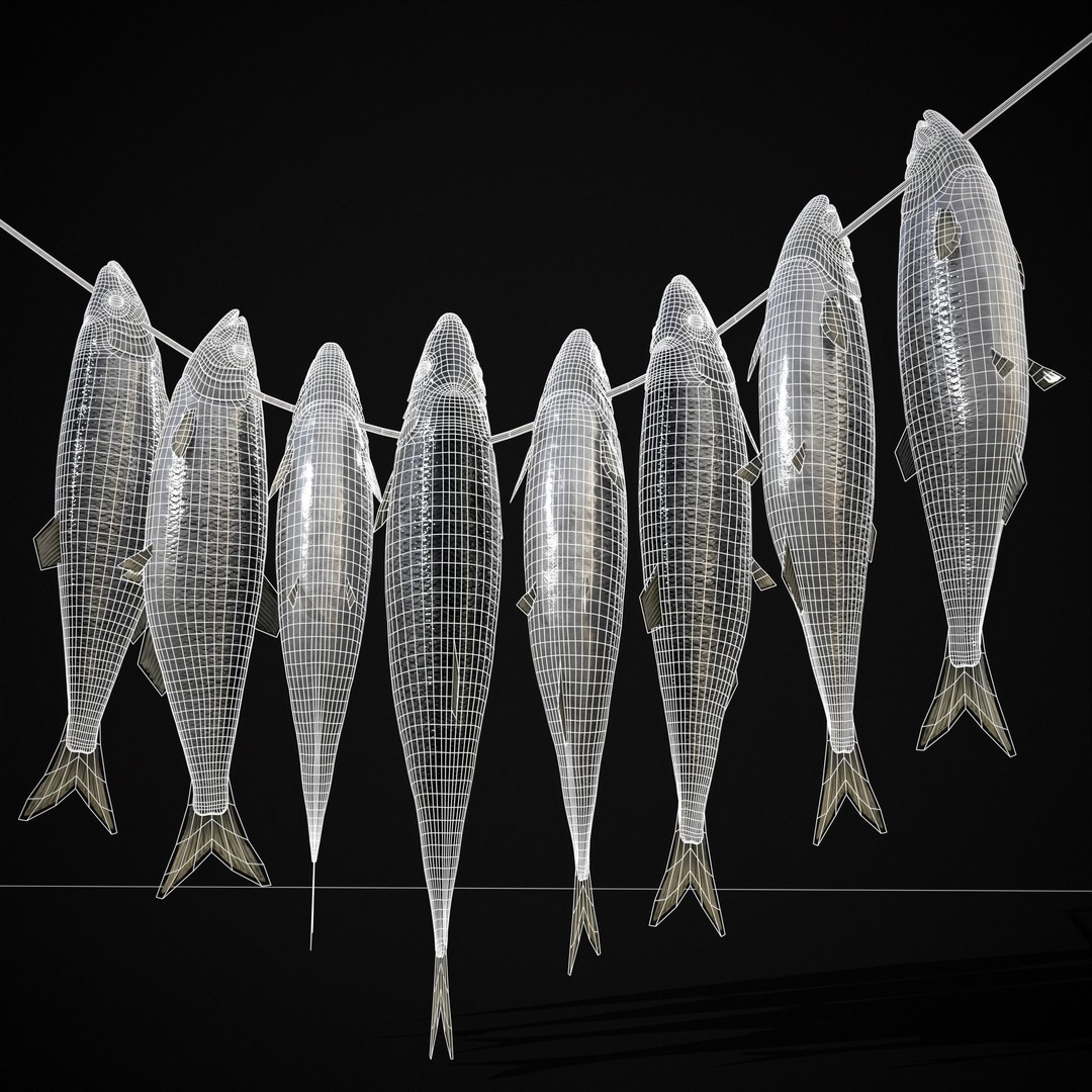 Hanging Herring Fish 3D Model – Low Poly PBR Asset, FBX & OBJ - View 13