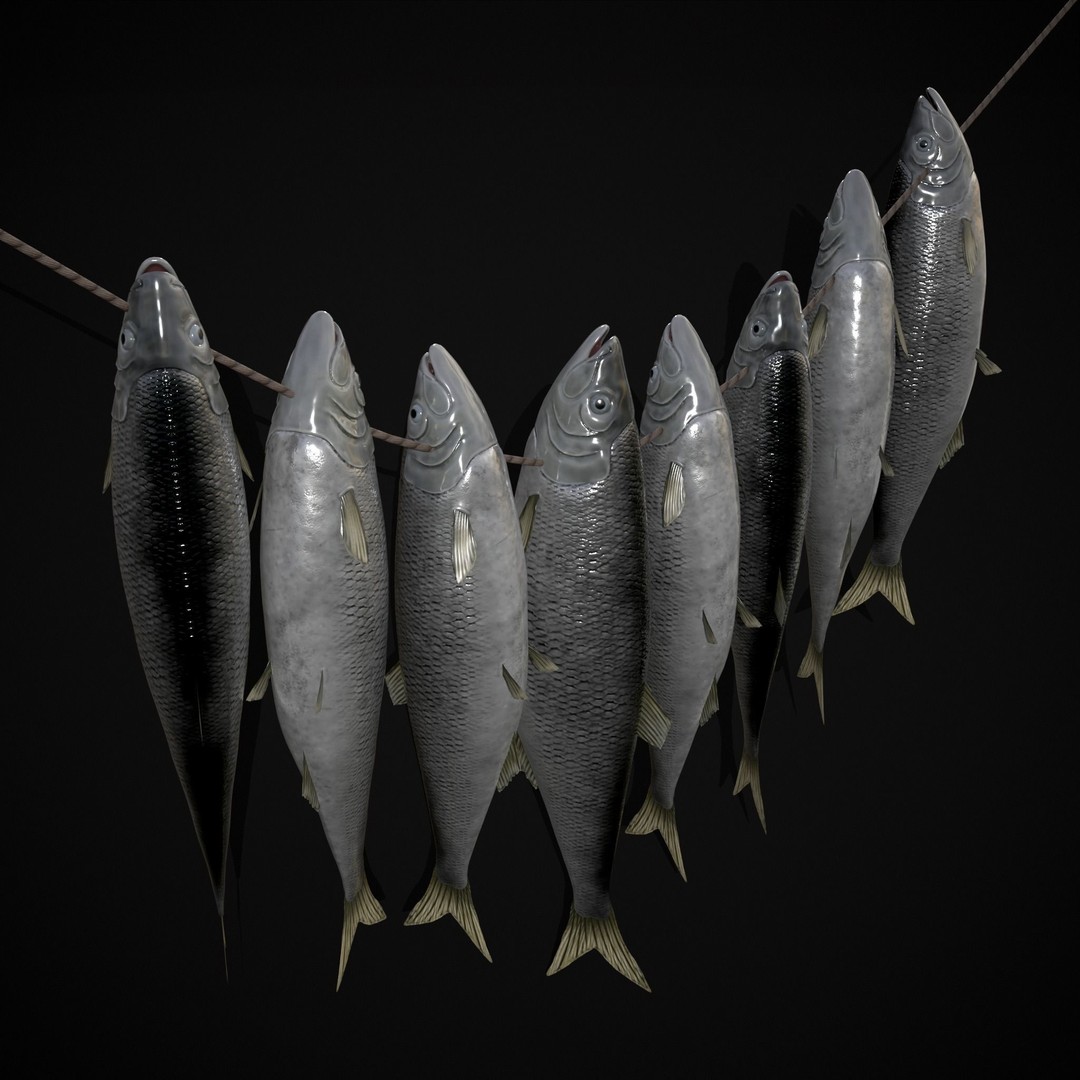 Hanging Herring Fish 3D Model – Low Poly PBR Asset, FBX & OBJ - View 18