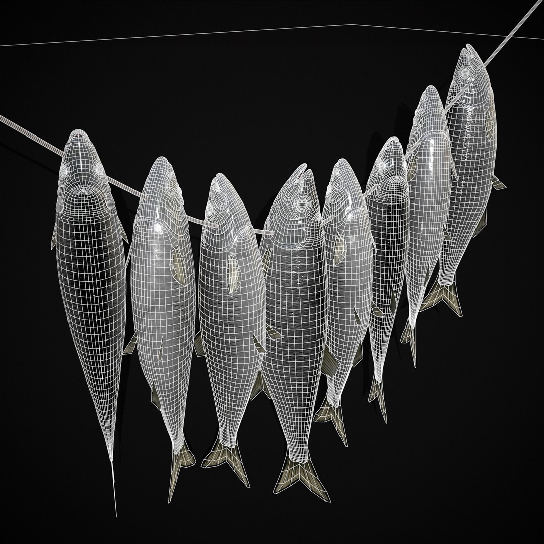 Hanging Herring Fish 3D Model – Low Poly PBR Asset, FBX & OBJ - View 19