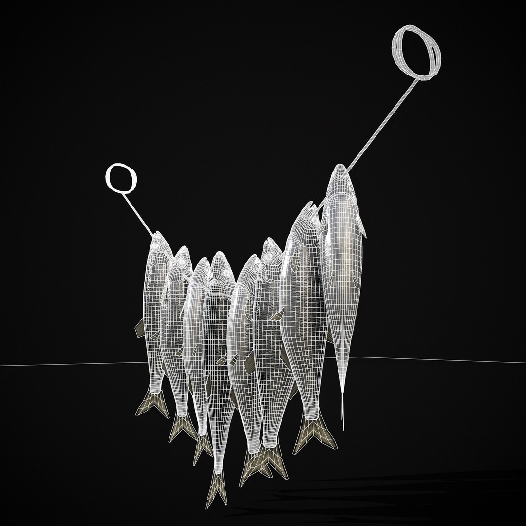 Hanging Herring Fish 3D Model – Low Poly PBR Asset, FBX & OBJ - View 7