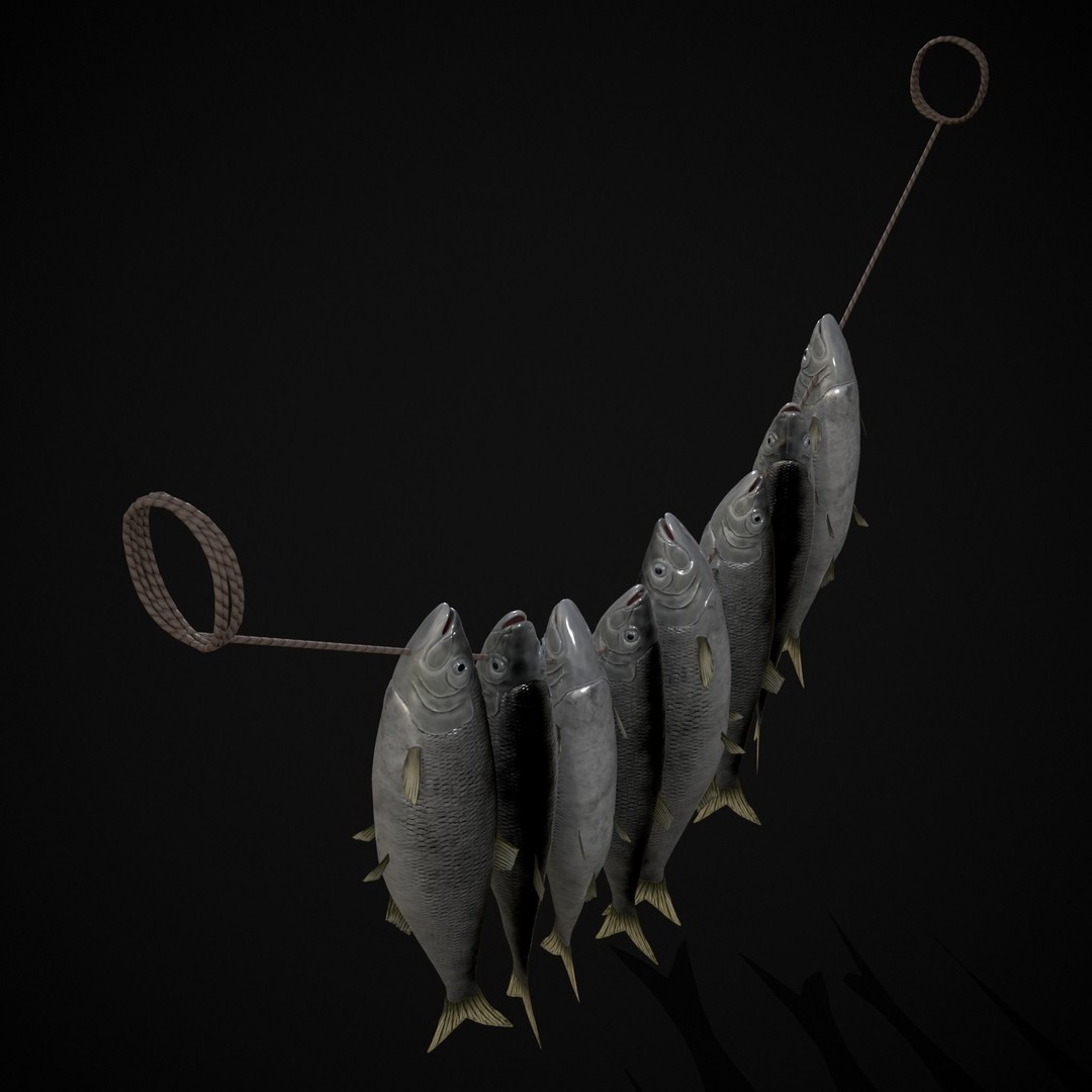 Hanging Herring Fish 3D Model – Low Poly PBR Asset, FBX & OBJ - View 8