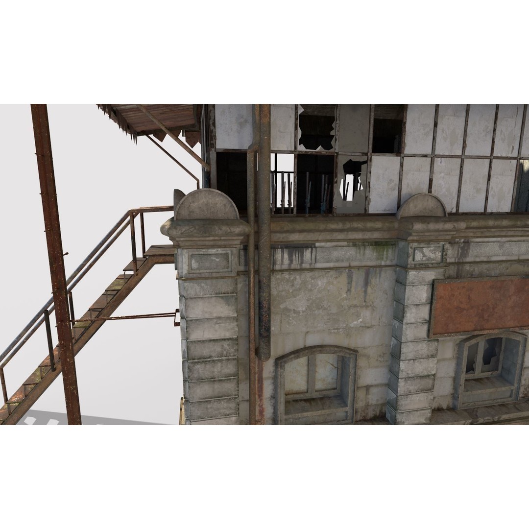 Abandoned Railroad Signal Cabin 3D Model – PBR Textures, FBX, Game-Ready - View 12