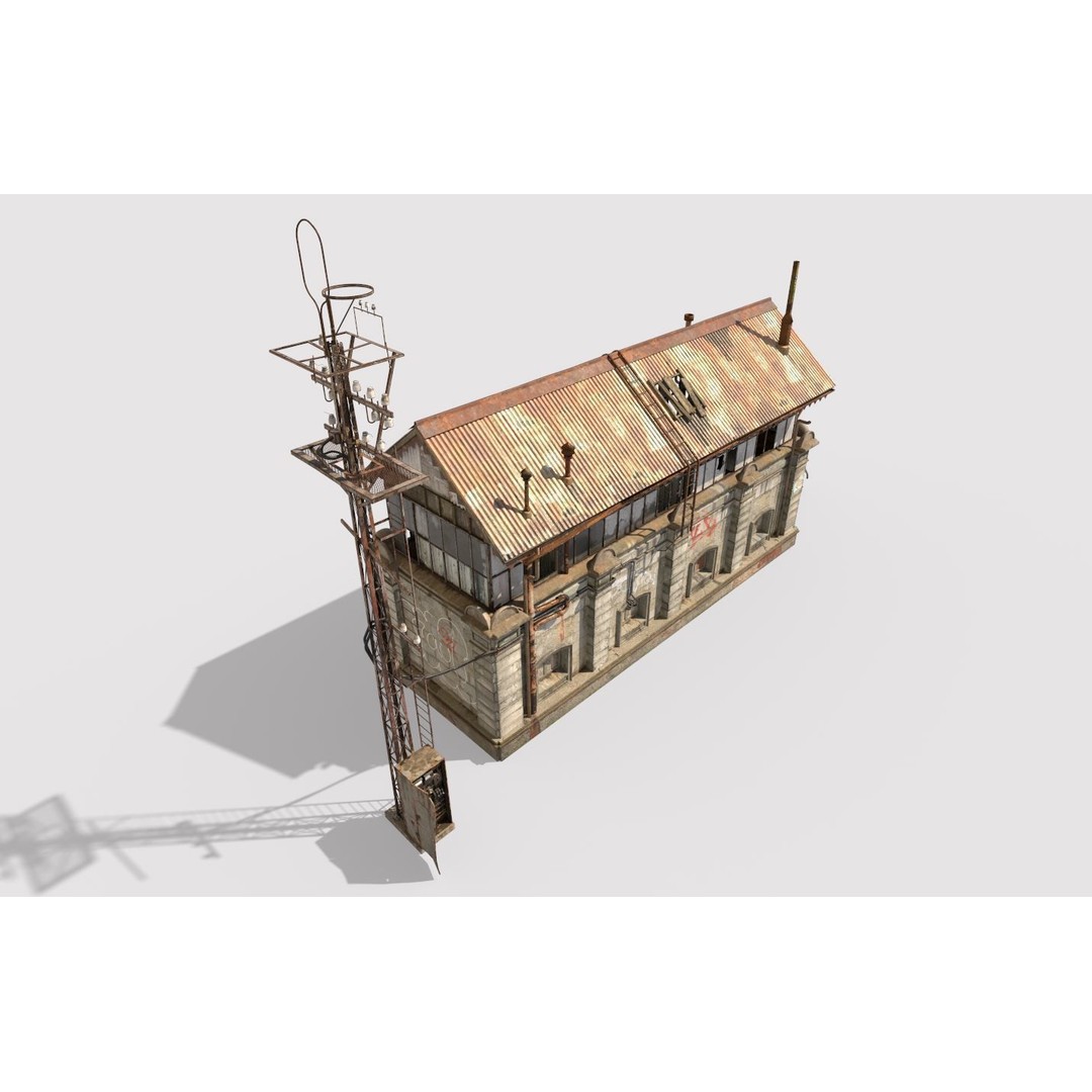 Abandoned Railroad Signal Cabin 3D Model – PBR Textures, FBX, Game-Ready - View 13