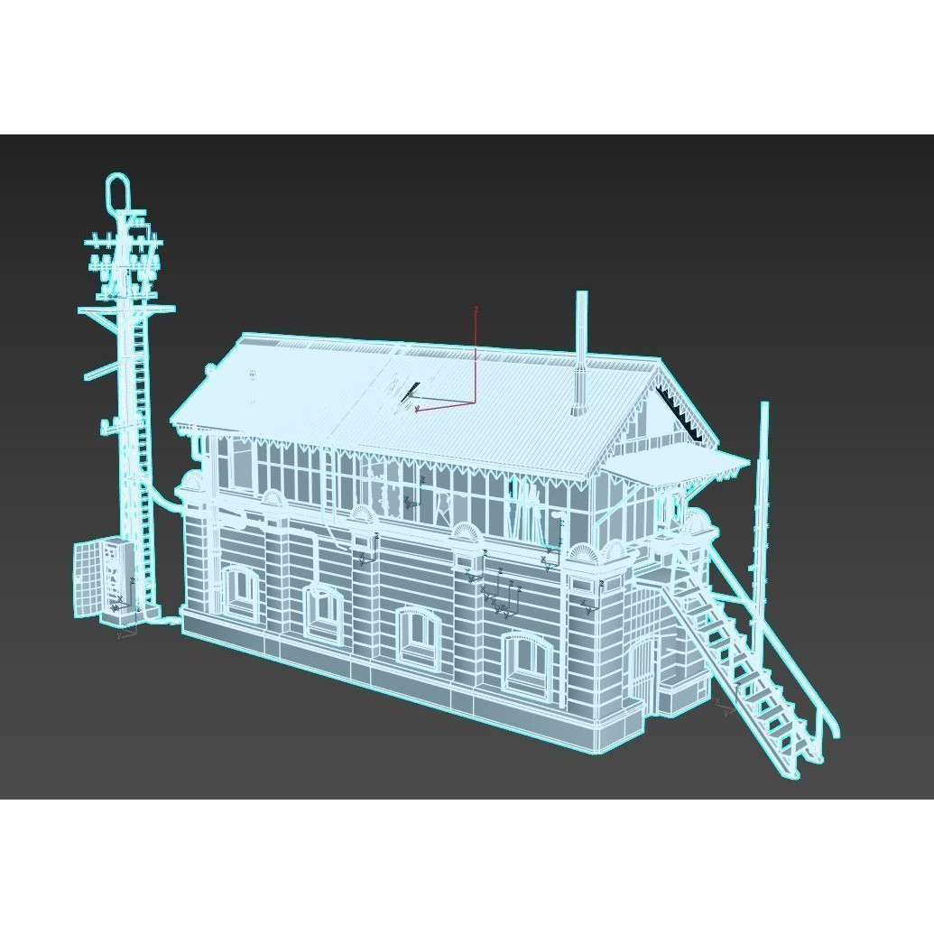 Abandoned Railroad Signal Cabin 3D Model – PBR Textures, FBX, Game-Ready - View 14