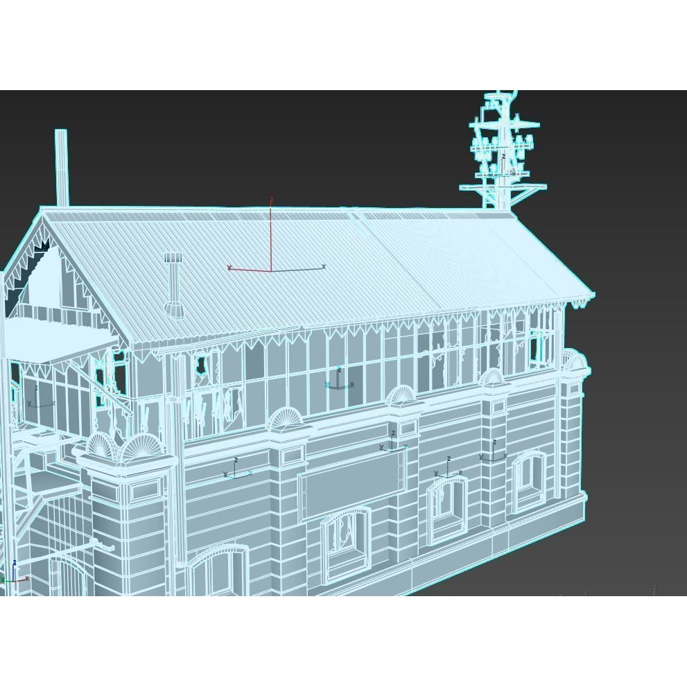 Abandoned Railroad Signal Cabin 3D Model – PBR Textures, FBX, Game-Ready - View 15