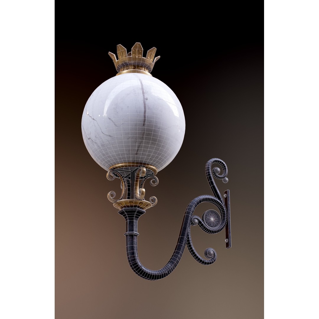 Victorian Street Lantern 3D Model – Low Poly Game Asset, FBX - View 11