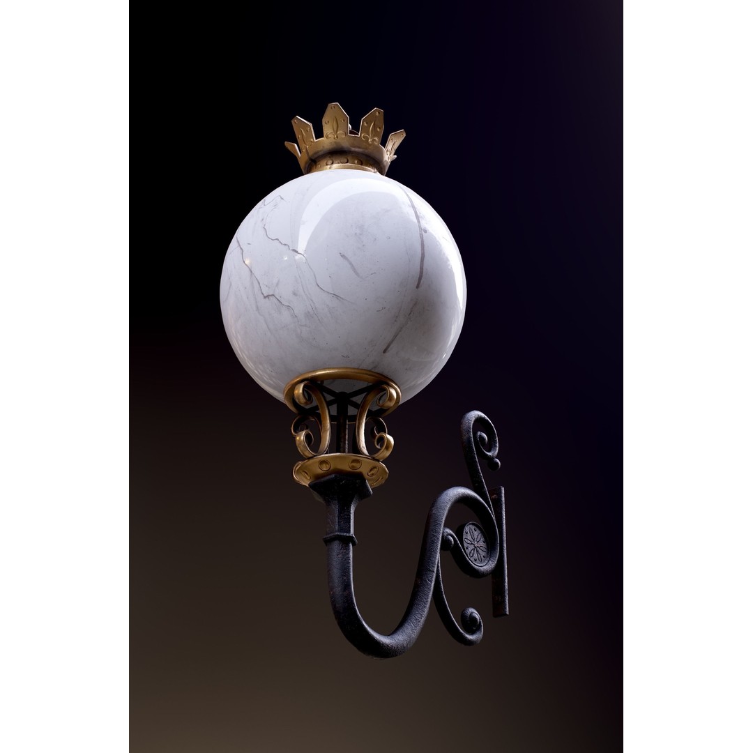 Victorian Street Lantern 3D Model – Low Poly Game Asset, FBX - View 21