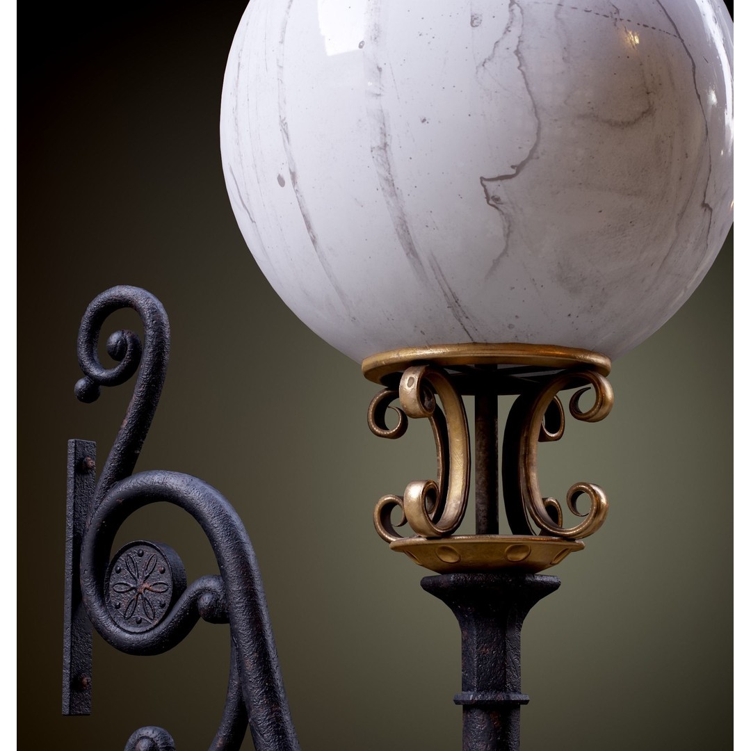Victorian Street Lantern 3D Model – Low Poly Game Asset, FBX - View 26