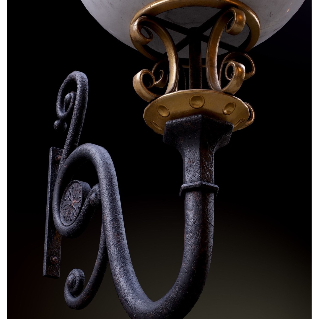 Victorian Street Lantern 3D Model – Low Poly Game Asset, FBX - View 27