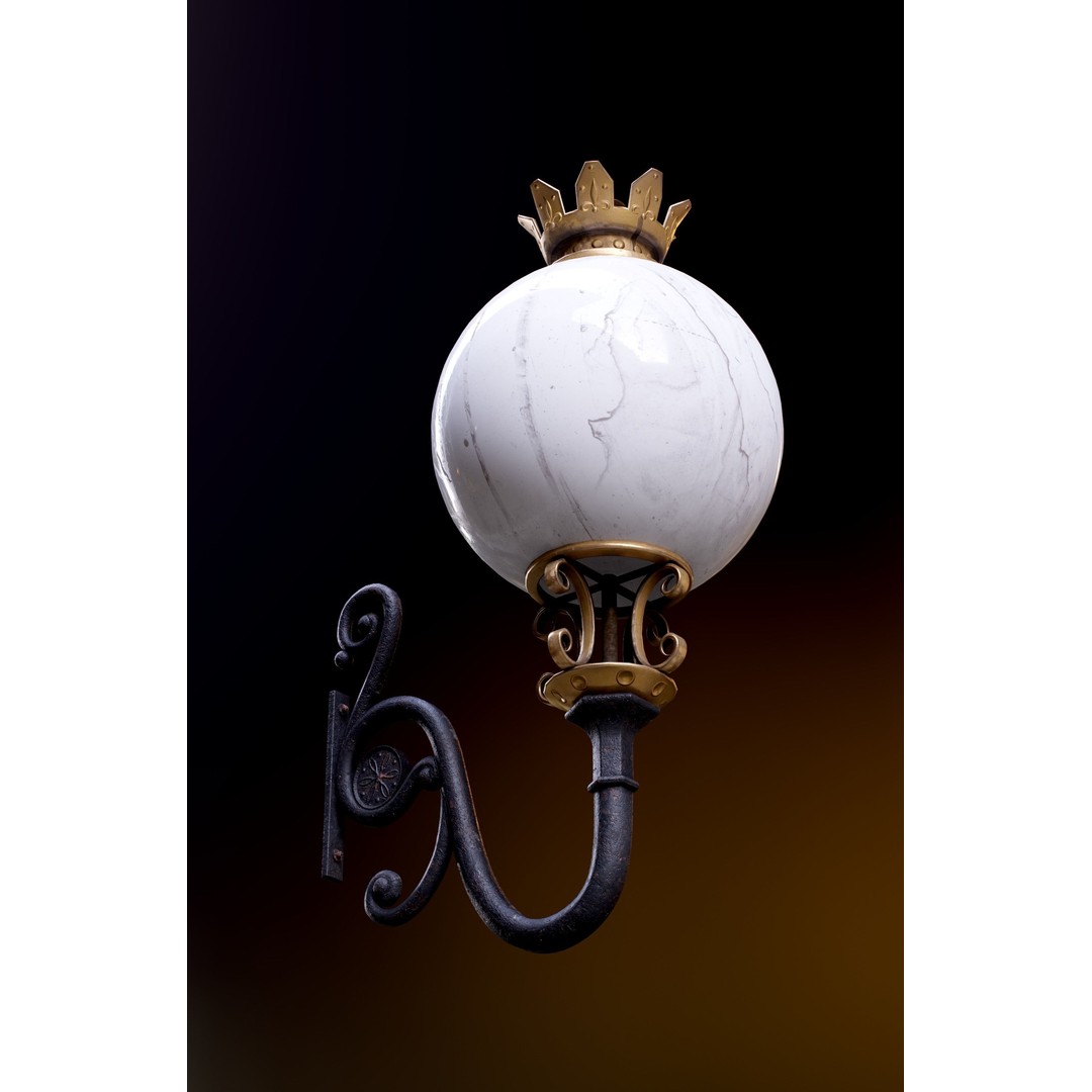Victorian Street Lantern 3D Model – Low Poly Game Asset, FBX - View 28